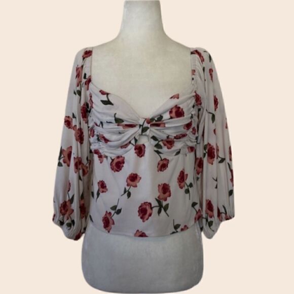 Boho Floral Bustier Blouse Size Medium - Picture 1 of 9
